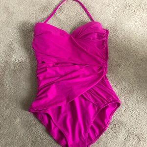 Gottex Lattice V-Neck One Piece Swimsuit